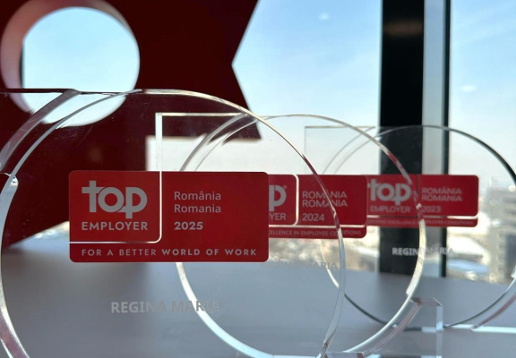 Rețeaua de sănătate Regina Maria este singurul furnizor de servicii medicale din România cu trei certificări consecutive Top Employer