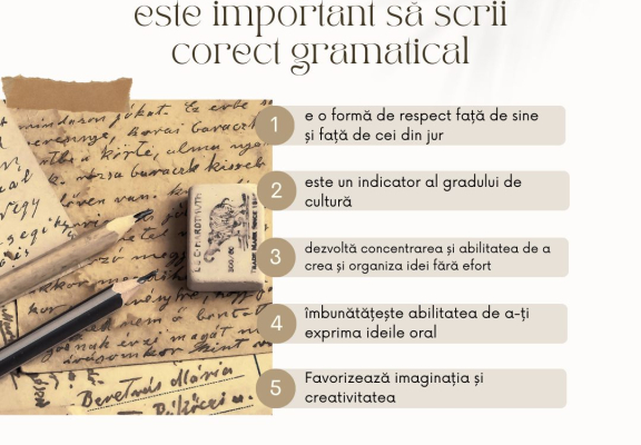 ✨ Se spune că felul în care scrii este cartea ta de vizită. De aceea, este important să acordăm atenție sporită topicii termenilor folosiți în exprimare și respectării regulilor ortografice. ✍️ 📍 Azi, cu ocazia zilei gramaticii, am realizat un top 5 al mo