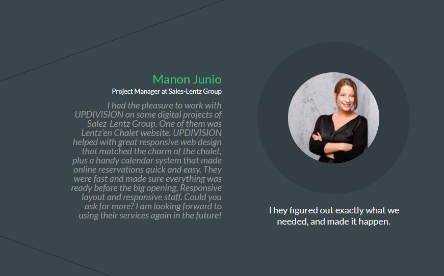 Testimonial Client - Manon UPDIVISION