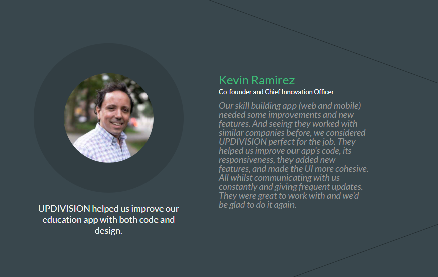Testimonial Client - Kevin UPDIVISION