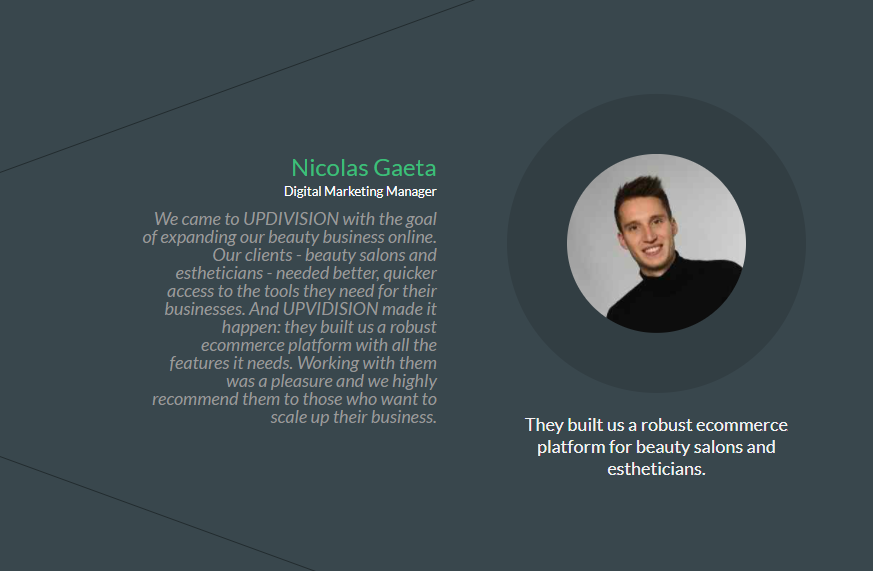 Testimonial Client - Nicolas UPDIVISION