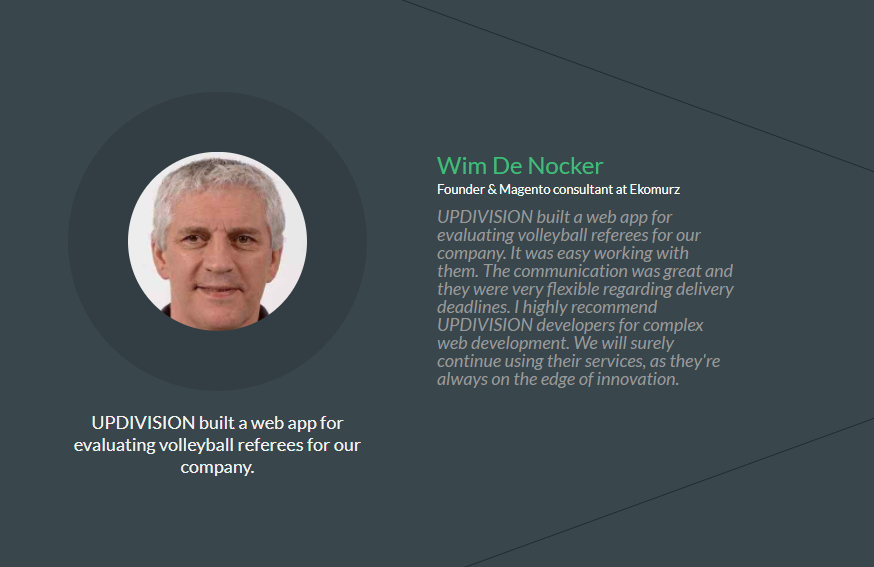 Testimonial Client - Wim UPDIVISION