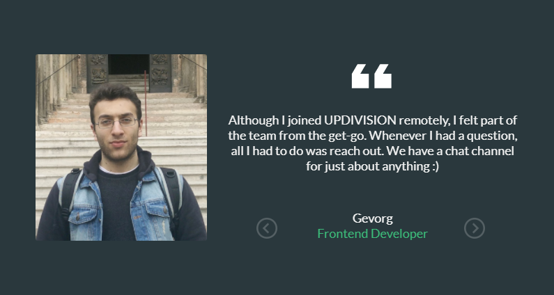 Testimonial Echipa - Gevorg UPDIVISION